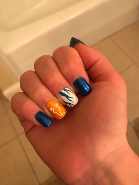 Ashoka Tano Nails, Star Wars Nails Acrylic, Ashoka Nails, Ahsoka Tano Disneybound, Ahsoka Tano Nails, Ahsoka Nails, Star Wars Nails Designs, Star Wars Nail Art, Cowgirl Nails