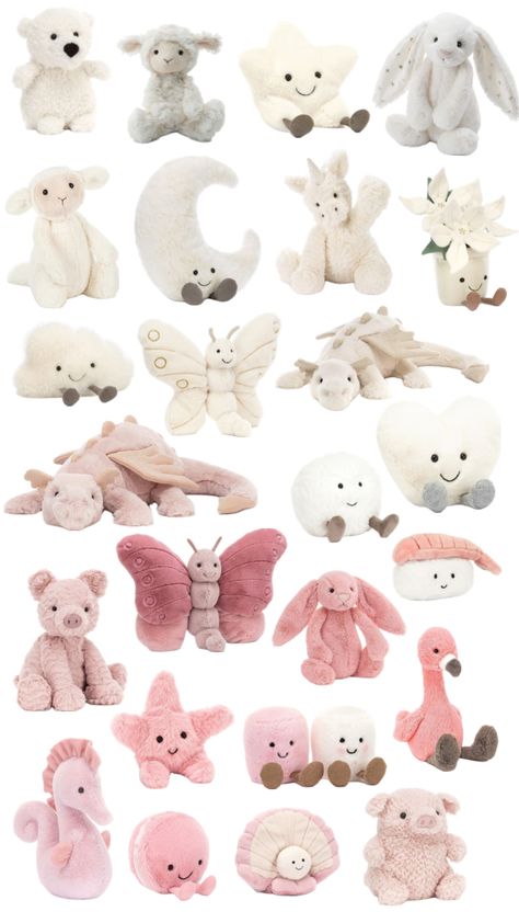 #jellycat #pink #white Jelly Cat, Jellycat Stuffed Animals, Stuff Animals, Cute Squishies, Aesthetic Coquette, Pink Girly Things, Birthday Wishlist, Cute Stuffed Animals, Cute Plush