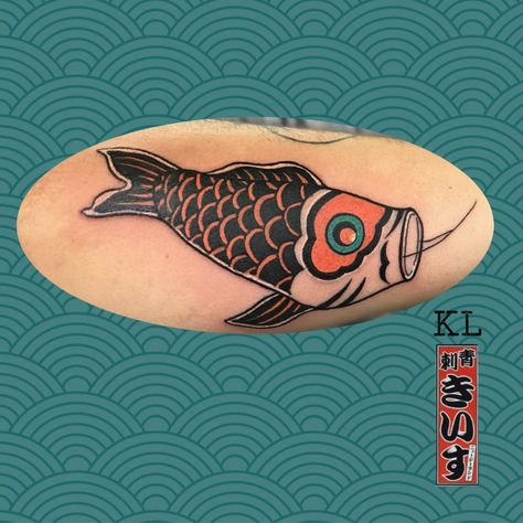 fun #koinobori on Keenan, always fun to tattoo and hang out! #keithatlin #keithlintattoos #shopnineandthreequarters #koinoboritattoo #japanesetattoo #fisharerad #absupplies #marvlerningmachines #japanesekite #kodomonohi Koinobori Tattoo, Tatto Koi, Illustrations Tattoo, Tattoo Sea, Balloon Fish, Japanese Americana, Japan Tattoo, Grafic Design, Studio Logo