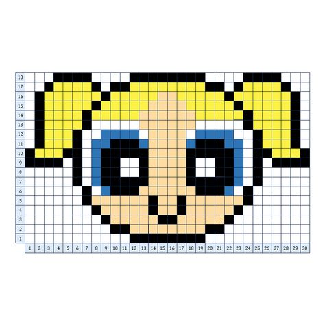 Bubbles Powerpuff Pixel Art, Power Puff Girls Pixel Art, Bubbles Pixel Art, Powerpuff Girls Pixel Art, Pixel Art Powerpuff, Powerpuff Kızları, Melt Beads Patterns, Super Nana, Puff Quilt