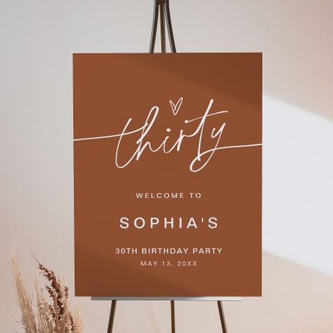 $58.75 | SIENNA 30th Birthday Party Welcome Sign - 30th birthday party, 30th birthday welcome sign, 30th birthday sign, 30 birthday, minimalist 30th birthday, minimalist birthday sign, modern birthday sign, sienna 30th Birthday Sign, Birthday Minimalist, Bohemian Rustic, Party Welcome Sign, 30th Birthday Party, 40th Birthday Party, Modern Script Font, Intimate Elopement, 30th Birthday Parties