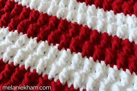 Ribbon Candy Crochet Blanket By Melanie Ham - Free Crochet Pattern - (melaniekham) Crochet Afghans Easy, Crochet Texture, Christmas Afghan, Crochet Blanket Tutorial, Christmas Crochet Blanket, Throw Crochet, Crocheted Afghans, Blankets Crochet, Crocheted Things