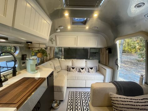 Boho Airstream Interior, Airstream Accessories, Remodeled Airstream Interiors, Pottery Barn Airstream, Pottery Barn Accessories, Pottery Barn Decor, Airstream Flying Cloud, Airstream For Sale, Airstream Remodel