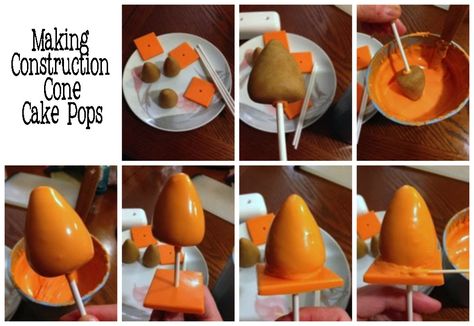 Pint Sized Baker: Construction Cone Cake Pops Construction Cakepops, Cake Pops Construction Theme, Construction Birthday Cake Pops, Construction Themed Cake Pops, Construction Cake Pops, Cars Cake Pops, Construction Theme Cake, Construction Birthday Cake, Rodjendanske Torte