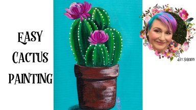 Cute Cactus Painting Acrylic, Simple Succulent Painting, Minimalist Cactus, Succulent Painting, Art Sherpa, The Art Sherpa, Painting In Acrylic, Acrylic Painting Diy, Watercolor Tutorial