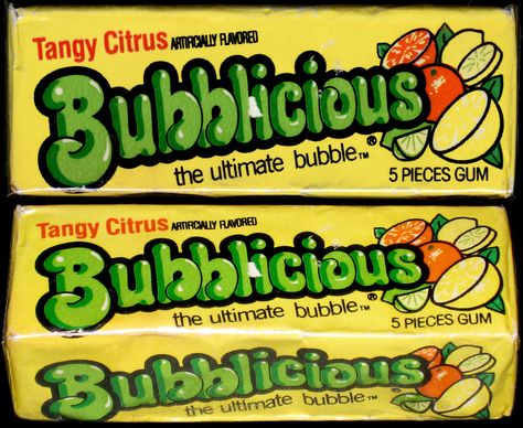 Bubblicious - Tangy Citrus - bubble gum pack - 1980's | Flickr ... Bubblicious Gum, 2000s Food, Gum Pack, Space Camp, Tangier, Totally Awesome, I Remember When, Candy Store, Good Ole