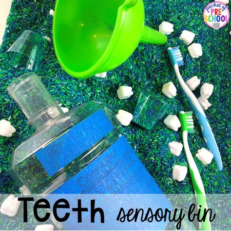 Dental Health Sensory Activities, Dental Sensory Bin Preschool, Teeth Sensory Bin, Dental Sensory Bin, Dental Health Sensory Bin, Dental Week Preschool Activities, Preschool Dental Health Activities, Dentist Activities, Weight Activities