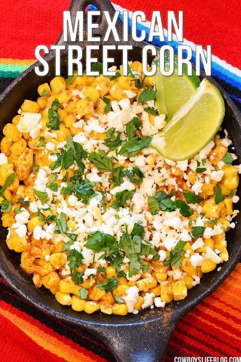 Street Corn Recipe Easy, Easy Elote Recipe, Easy Elote, Mexican Corn Side Dish, Corn Elote Recipe, Easy Corn Recipes, Canned Corn Recipes, Mexican Corn Recipes, Mexican Street Corn Salad Recipe