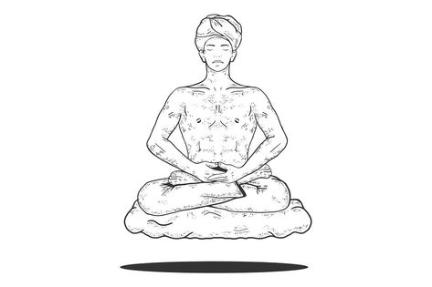 Yogi meditating and floating on cloud sketch engraving vector illustration. Scratch board style imitation. Black and white hand drawn image. Meditate Drawing, Yogi Meditating, Cloud Sketch, Meditation Vector, Shiva Parvati, Shiva Parvati Images, White Hand, Face Drawing, Figure Drawing