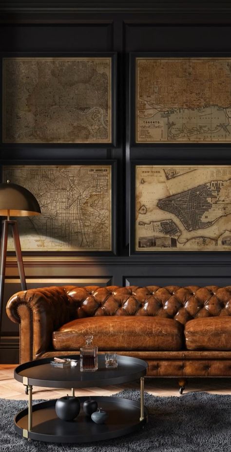 Classy Man Cave Office, Ralph Lauren Interiors English Country, Vintage Gentleman Room, Opulent Living Room, Gentlemans Club Aesthetic, Polo Interior, Ralph Lauren Interior Design, Gentlemans Office, Clasic Houses