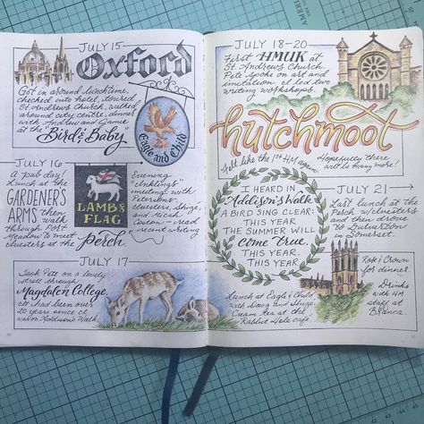 Second #england spread. #bulletjournal #traveljournal #sketchjournal #oxford Oxford Notebook, Oxford Travel, York England, Sketch Journal, England Travel, Travel Scrapbook, Travelers Notebook, Travel Journal, Home Office