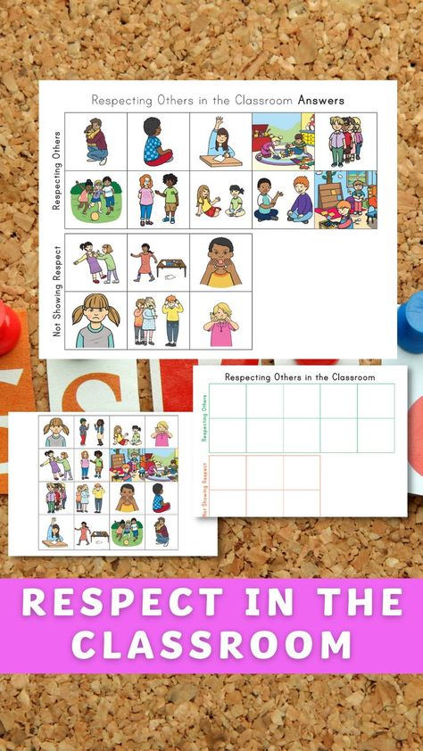 Engage students with our Respecting Others in the Classroom Sorting resource as a great classroom expectations activity. Print and distribute with scissors for students to sort the respectful behaviours. This is a great resource to reinforce your classroom expectations for the year with behaviours such as good manners and teaching respect. Perfect for back-to-school or as a mid-year reminder of respectful behaviour. Respect In The Classroom Activities, Classroom Etiquette, Respect Activities, Respecting Others, Teaching Respect, Showing Respect, Classroom Expectations, Elementary Teaching, Classroom Activity