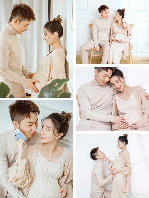 Maternity Casual Photoshoot, Korean Maternity Photography, Korean Maternity Shoot, Maternity Shoot Outfit, Maternity Studio Photoshoot, Maternity Photography Family, Studio Maternity Photos, Maternity Photography Poses Outdoors, Cute Pregnancy Pictures