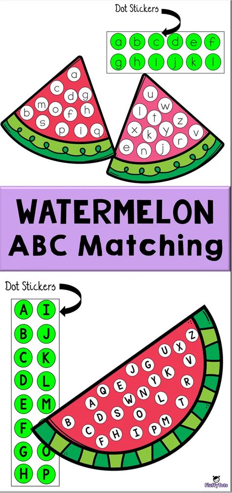 FREE Watermelon ABC Matching Dot Stickers | Does your kids love playing with Dot Sticker? This printable is perfect for you!Match the ABC on the Dot Stickers to the ABCs on the watermelon. Your kids would surely have loads of fun!Great for Preschool, PreK and Kindergarten. #SummerPreschool #kindergarten #PreschoolLiteracy #KidsLearning #kindergarten #homeschooling #ABCPRINTABLES #alphabet #alphabetmatch #freeprintable #letterrecognition Letter W Activities, Abc Matching, Watermelon Activities, Watermelon Lettering, Play Printables, Summer Preschool Activities, Abc Learning, Watermelon Crafts, Dot Stickers