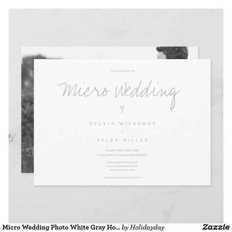 Micro Wedding Photo White Gray Horizontal Wedding Win The Day, Wedding Micro, Black Typography, Photo Wedding Invitations, Micro Wedding, Photo Wedding, Wedding Deco, Youre Invited, Zazzle Invitations