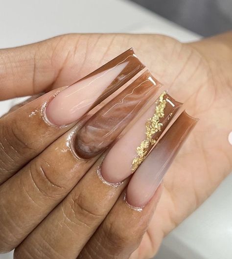 Nails Ideas Fall Autumn, Halloween Fall Nails Ideas, Autumn Acrylic Nails Coffin, Fall Long Nails Ideas, Brown Acrylic Nails Design, Fall Baddie Nails, Eid Nails, Md Nails, Carnival Nails