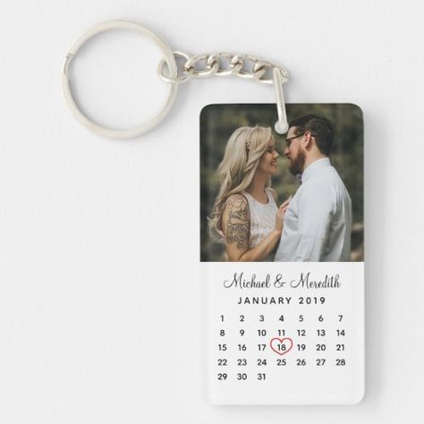 $14.95 | Elegant White Photo Wedding Anniversary Calendar #personalized calendar keychain, calendar, wedding, anniversary, photo, white, elegant, modern, simple, valentines day Keychain Wedding Souvenir, Anniversary Calendar, Calendar Keychain, Wedding Calendar, Personalised Calendar, Personalized Calendar, Lantern Craft, Keychain Display, Wedding Anniversary Photos