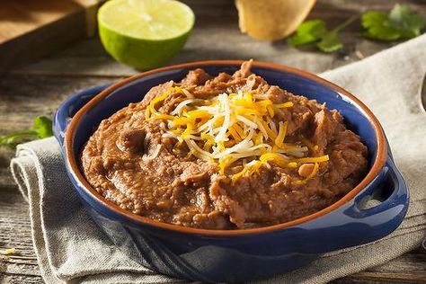 Refried Beans Recipe Easy, Creamy Refried Beans, Mexican Dip Recipes, White Bean Salad Recipes, Beef Burrito Recipe, Make Refried Beans, Canning Refried Beans, Homemade Refried Beans, Refried Beans Recipe