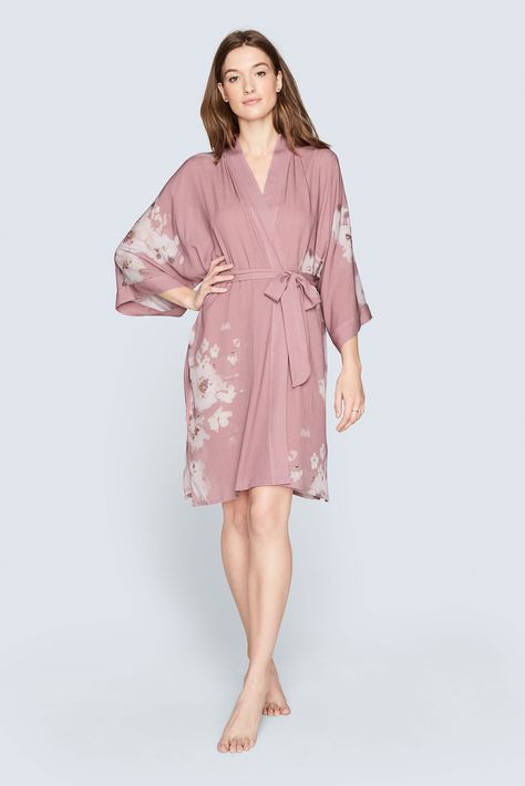 Sakura Kimono, Watercolor Botanicals, Night Wear Dress, Short Kimono Robe, Robes For Women, Plus Size Kimono, Girls Dress Outfits, Sleepwear Fashion, Kimono Robes