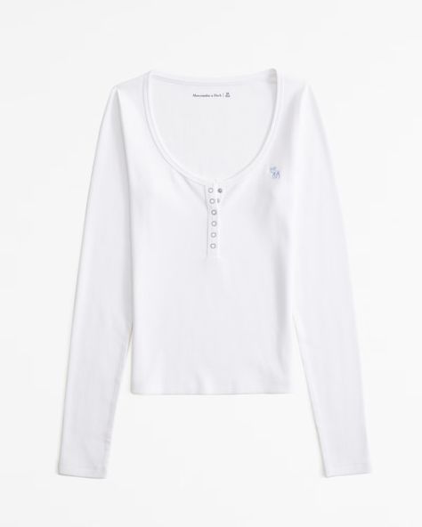 Women's Long-Sleeve Rib Icon Henley | Women's Tops | Abercrombie.com Abercrombie Long Sleeve, Women's Henley, Rib Fabric, Henley Top, Ribbed Fabric, Women's Tops, Women Long Sleeve, Dream Closet, Womens Tops