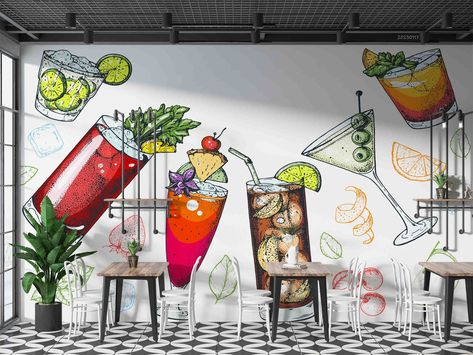 Buy 3D Fruit Tea, Hand Drawn, Bubble Tea, Milk Tea Shop, Pearl Tea, Wall Art, Peel and Stick, Removable Wallpaper, Wall Sticker 62 Online in India - Etsy Tea Wall Art, Juice Cafe, Kindergarten Wallpaper, Unique Murals, Pearl Tea, Wallpaper Nursery, Wallpaper Kids, Bedroom Wallpaper, Wallpaper Abstract