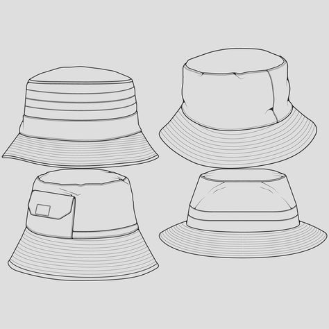 Hat Outline, Drawing Hats, Fashion Design Template, Outline Drawing, Drawing Vector, Sketch Style, Fashion Cap, Outline Drawings, Technical Drawing