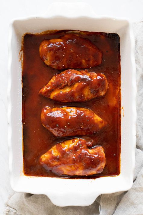 Easy Oven Baked BBQ Chicken Breast Recipe - iFoodReal.com Oven Baked Barbeque Chicken, Oven Baked Boneless Chicken Breast, Oven Baked Bbq Chicken Breast, Boneless Skinless Chicken Breast Recipes Baked, Baked Bbq Chicken Breast, Barbecue Chicken Breast Recipes, Bbq Baked Chicken Breast, Baked Bbq Chicken Recipes, Baked Boneless Chicken Breast