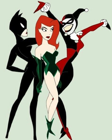 The three best friends that anyone could have! Harley Quinn, Cat Woman and Poison Ivy Harley Ivy, Gotham Sirens, Catwoman Costume, Ivy Costume, Catwoman Cosplay, Gotham Girls, Harley Quinn Costume, Cat Woman, Batman The Animated Series