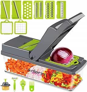 Amazon.com: Vegetable Chopper, Kitchen Vegetable Slicer Dicer Cutter, Multifunctional 14 in 1 Vegetable Chopper, Pro Onion Chopper, Gray, Carrot and Garlic Chopper With Container, Efficient and Durable Design: Home & Kitchen Slicer Dicer, Potato Slicer, Multifunctional Kitchen, Onion Chopper, Meals Easy, Cheese Slicer, Mandolin Slicer, Meal Preparation, Vegetable Chopper