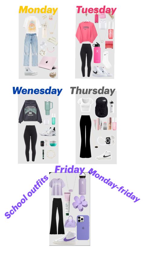 Friday Outfits For School, Friday School Outfit, Monday Outfit, Friday Outfit, Weekly Outfits, School Fits, Cute Fits, Preppy Outfits, School Outfits