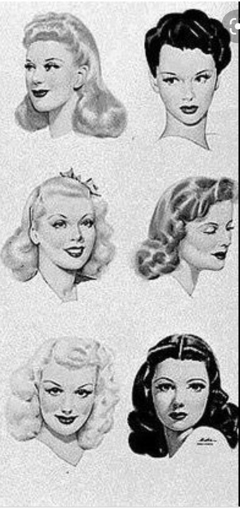 Cabelo Pin Up, 1940s Hair, 40s Mode, Historical Hairstyles, 40s Hairstyles, Drawing Hairstyles, 1940s Hairstyles, Fashion 1940s, Paris Chic