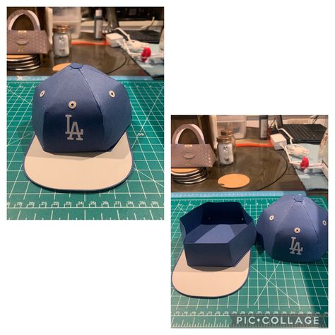 LA dodger paper baseball cap gift card holder Paper Baseball Cap, Dodgers Party, La Dodgers Cap, La Dodgers Baseball, Dodgers Baseball, Homemade Crafts, Party Favor Bags, 16th Birthday, Gift Card Holder