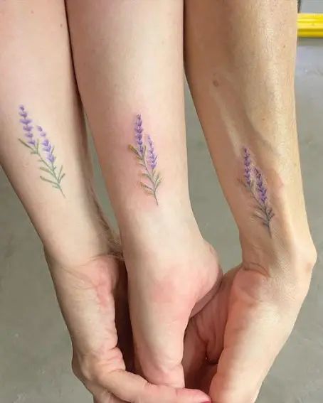 45 Lovely Lavender Tattoo Designs To Inspire You In 2024 Lavender Back Tattoo, Simple Lilac Tattoo Black And White, Fine Line Lavender Tattoo, Lavender Flower Tattoo, Lavender Tattoo Design, Lavender Tattoos, Lilac Tattoo, Violet Tattoo, Waist Tattoos