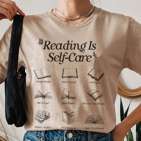 Escaping into a good book is the ultimate self-care. 📚✨ It's a little world of peace, quiet, and all the adventure your mind needs. Take a break, turn the page, and let yourself unwind. #SelfCare #ReadMore #BookLovers #MindfulMoments #BooksAndChill Power Of Reading, The Power Of Reading, Mental Health T Shirts, Romance Reader, Graphic Book, Time For Yourself, Cardigan Sweater Jacket, Gothic Dress, Crop Top Blouse