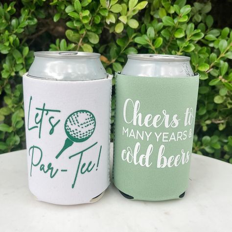 Let's Par-tee Golf Themed Can Coolers Custom Printed - Etsy Canada Let’s Par Tee, 60th Golf Theme Party, Golf Thirty Birthday, Fore Tee Golf Party, Golf Rehearsal Dinner Ideas, Golf Theme 30th Birthday, Golf Themed 30th Birthday Party, 40th Golf Theme Party, Par Tee Golf Party