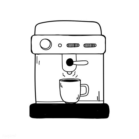 Espresso machine coffee shop icon vector | free image by rawpixel.com Espresso Machine Coffee Shop, Coffee Machine Drawing, Coffee Shop Drawing, Espresso Illustration, Coffee Machine Illustration, Coffee Shop Illustration, Best Logo Maker, Coffee Doodle, Coffee Artwork