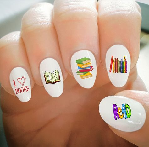 Simple Nails Design, Book Nail Art, Back To School Nails, School Nails, Nail Tattoo, Beach Nails, Types Of Nails, Easy Nail Art, Valentine's Day Nails