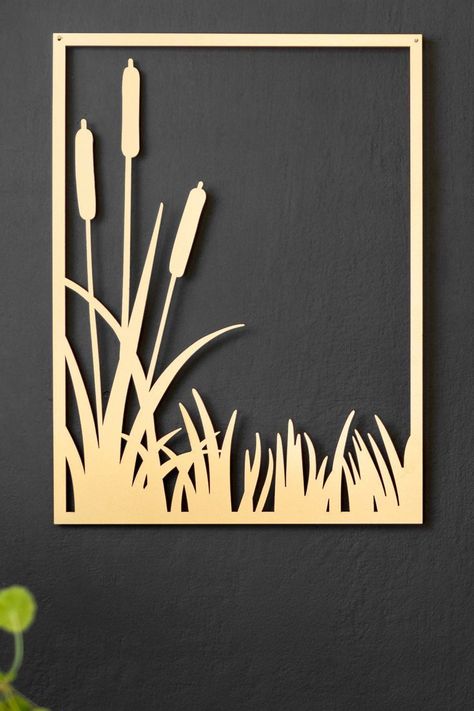 Reed Wall, Metal Leaf Wall Art, Gold Metal Wall Art, Wal Art, Cnc Art, Laser Cut Wood Crafts, 3d Cnc, Laser Art, Leaf Wall Art