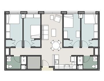 Dorms Architecture, Dormitory Room Plan, Student Accommodation Floor Plans, Student Dormitory Floor Plan, Dormitory Floor Plan, Dorm Planning, Dorm Layout, Sutton House, Small Bedroom Inspiration