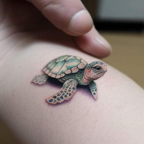 Cute Small Sea Turtle Tattoo, Turtle Tattoo Ideas, Small Turtle Tattoo, Realistisches Tattoo, Turtle Tattoos, Sea Turtle Tattoo, Catrina Tattoo, Turtle Tattoo Designs, Small Turtle