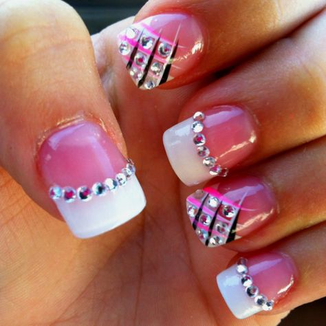 Miami Nails, Pink Nail Designs, Cute Acrylic Nail Designs, Bling Nails, French Tip Nails, 2000s Fashion, Acrylic Nail Designs, Cute Acrylic Nails, Pink Nails