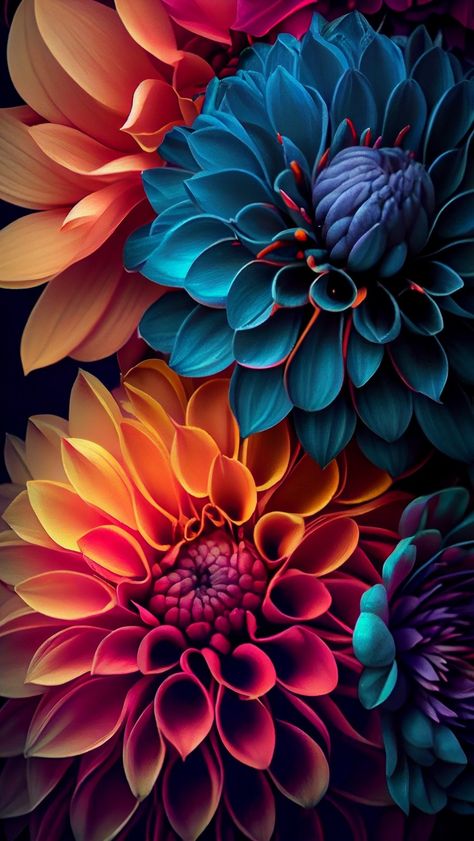 Dahlia Tattoo Color, Dalia Flower Wallpaper, Neon Flowers Wallpaper, Wallpaper Phone Ideas, Iphone Wallpaper Stills, Flowery Wallpaper, Flower Iphone Wallpaper, Phone Ideas, Wallpaper Nature Flowers