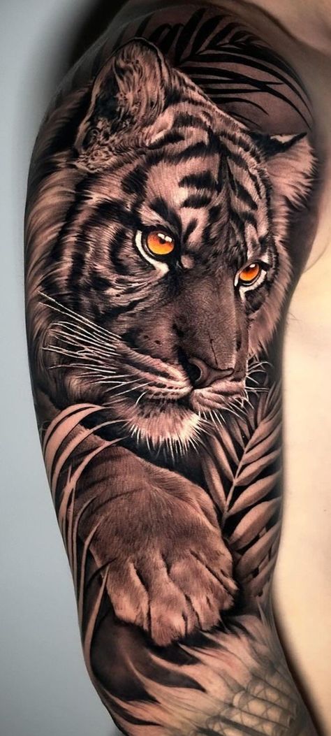 Check more at https://ideatatto.com/animals/3781/ Tiger Tattoo Realism, Outfits Ideas Skirt, Skirt Y2k Outfits, Tiger Tattoos For Men, Y2k Outfits Ideas, Outfits Ideas For School, Tiger Forearm Tattoo, Mens Tiger Tattoo, Outfits Japanese