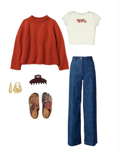 how to put together a comfy, cozy, high-end, effortlessly chic outfit for fall fashion Summer Vibes Outfits Fashion Ideas, Blue Jean Fall Outfits, Rainy Saturday Outfit, Warm Weather Casual Outfits, Fall At The Beach Outfits, Outfit Ideas Artsy, Outfits For Maine In Fall, Fall Outfits Warm Weather Casual, Preppy Everyday Outfits