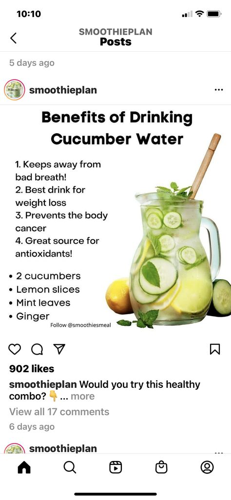 Healthy Juice Drinks, Smoothie Ideas, Lemon Water Benefits, Cucumber Water, Get Rid Of Warts, Food Info, Juice Drinks, Fruit Smoothie Recipes, Healthy Juices