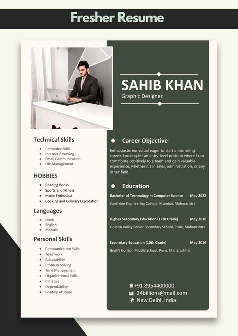 Resume Format for It Freshers | Format Resume for Freshers Resume For Freshers, Fresher Resume, Ui Portfolio, Hindustani Classical Music, Job Resume Format, Resume Format For Freshers, Best Resume Format, Senior Secondary School, Cv Format