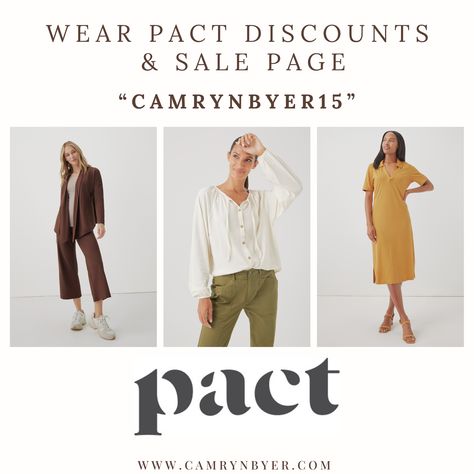 Wear Pact is a company on a mission to make Earth's Favorite™ clothes. Organic cotton clothing made with 81% less water. Pact is all about sustainable farming, water conservation, organic fabrics, chemical-free dyes, and Fair Trade certified factories. Because the planet, and the people on it, are their priority. #Pact #OrganicClothing #FairTrade #PactDiscount #LtkEthical #LTKWellness Pact Clothing Organic Cotton, Pact Clothing, Pact Apparel, Clean List, Sustainable Farming, Organic Cotton Clothing, Cotton Clothing, Discount Sale, Organic Clothing