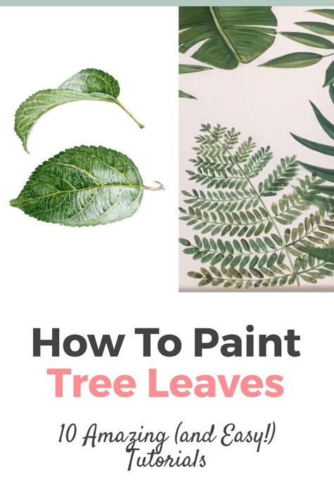 How to Paint Leaves, How to Paint Leaves on a Tree, or Tree Leaves. The Best 10 Tutorials Online on How to Paint Tree Leaves using Acrylic and more! Painting Ideas on Canvas with Acrylic Paint, oil, pencil, watercolors, and many more painting techniques! Easy Greenery Painting, Oil Paint Trees Tutorial, Painting Plants On Canvas, Acrylic Paint Leaves, How To Paint Leaves On A Tree, Painted Leaves Acrylic, Easy Plant Painting Ideas, Painting Leaves Acrylic Easy, How To Paint A Leaf