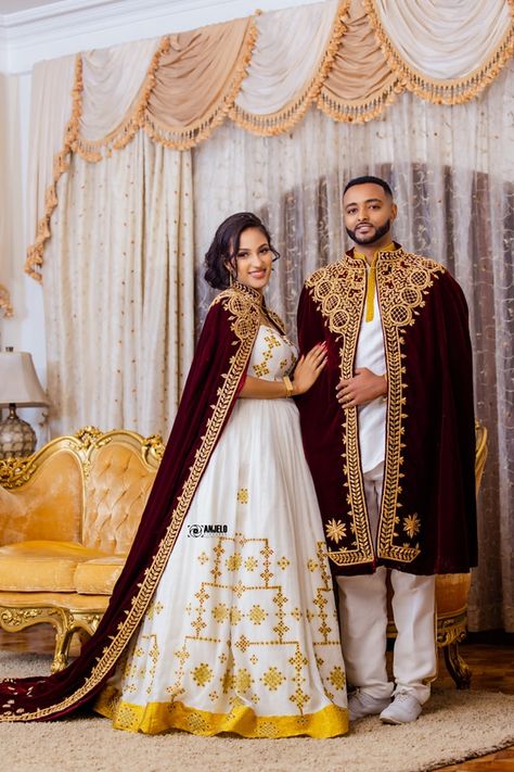 best wedding dress designers in Ethiopia Habesha Dress Wedding, Traditional Ethiopian Wedding Dress, Traditional Arabic Wedding Dress, Ethiopian Traditional Dress Weddings, Ethiopian Melse, Habesha Wedding Dress, Popular Wedding Dress, Eritrean Wedding, Ethiopian Wedding Dress