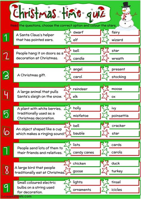 Christmas time quiz - Ficha interactiva Activities For High School Students, Christmas Quiz Questions, Activities For High School, Christmas Jello, Time Quiz, Christmas Classroom Treats, Christmas Quiz, Possessive Nouns, Adjective Worksheet